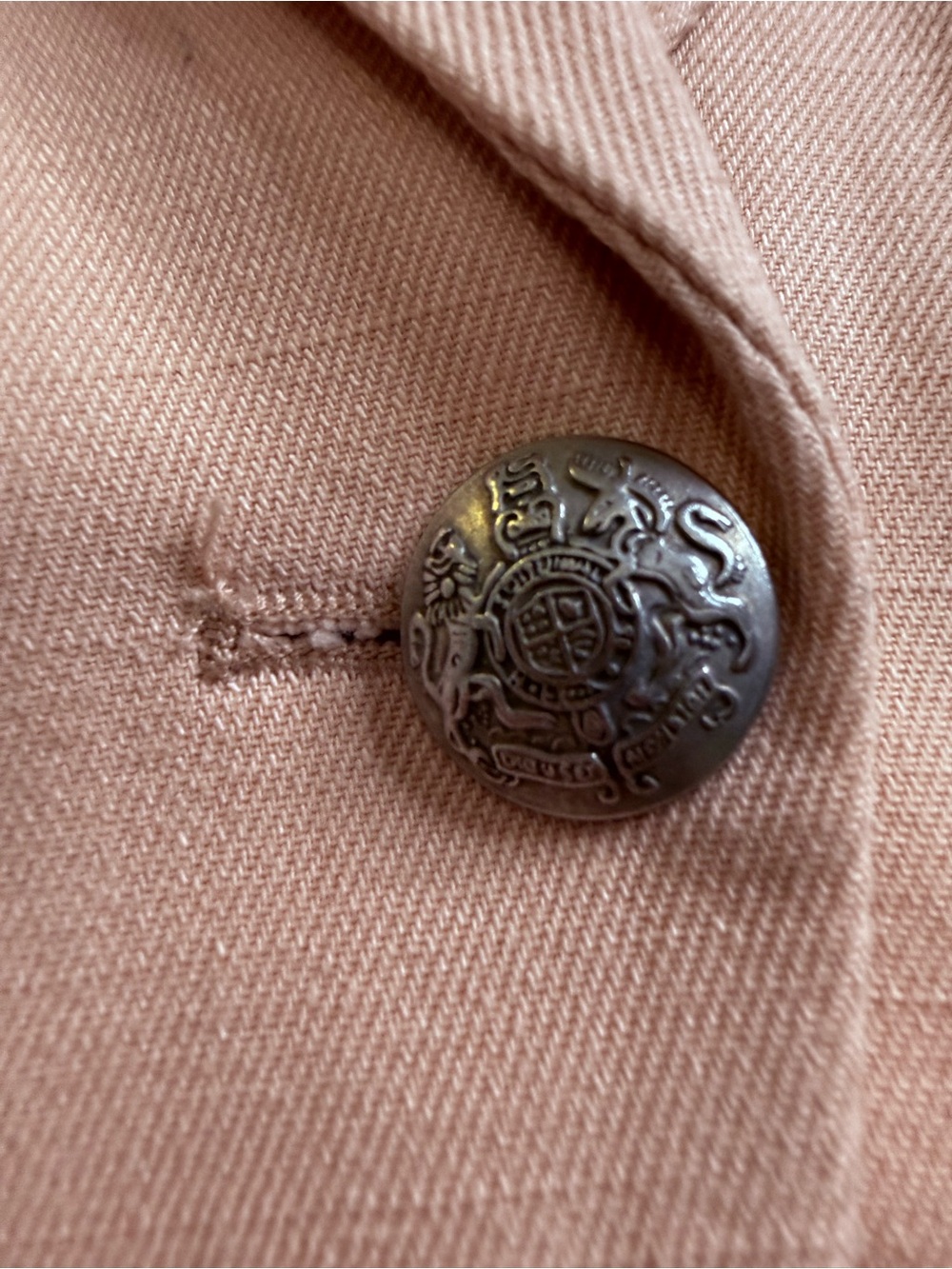 Evereve Blush Pink Military Button Double Breasted Cotton Blazer Medium - Picture 9 of 14